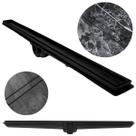 Ralo Linear Banheiro Seca Box 5x80 Oculto Plástico Coletor Preto com Sifão (5cm x 81cm)