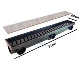 Ralo Linear Grelha Dupla Face Cola Piso / Porcelanato 8x50cm com Coletor 6 Saídas uso Banheiro Varanda Quintal Piscina Ralo Linear Grelha Dupla Face Cola Piso / Porcelanato 8x50cm com Coletor 6 Saídas uso Banheiro Varanda Quintal Piscina