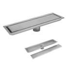 Ralo Linear Oculto 40cm Inox Anti Odor Anti Inseto Banheiro Lavabo Invisivel Resistente Higienico Seguro