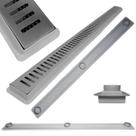 Ralo Linear para Apartamento Inox Palito 80cm x 5cm Cocho Raso Cinza