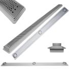 Ralo Linear para Apartamento Inox Perfurado 90cm x 5cm Cocho Raso Cinza