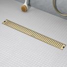 Ralo Linear para Chuveiro kuaisailsk 61 cm Dourado Escovado em Aço Inoxidável