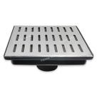 Ralo modelo 30x30 Inox com Caixa Coletora Saída Baixa 100mm e Tela (29cm x 29cm) - Ficone Reis