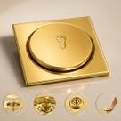 Ralo Oculto Dourado 10x10 Click Inox Pressão Anti Odor Vedação Silicone Luxo / Veda Cheiro e Insetos