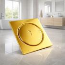 Ralo Oculto Dourado 10x10 Click Inox Pressão Anti Odor Vedação Silicone Luxo / Veda Cheiro e Insetos