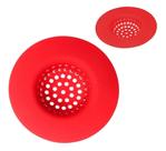 Ralo p/ pia de silicone vermelho 7,8cm