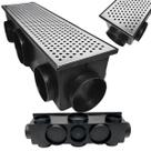 Ralo Quintal 15x50 Inox Perfurado Coletor Preto 11 Saídas Borda de Piscina