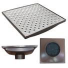 Ralo Quintal 20x20 Alumínio Perfurado Bolinha Coletor Marrom Saída Baixa para tubo de 100mm