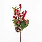 Ramo Artificial Frutas Vermelhas Decoração De Natal 28cm
