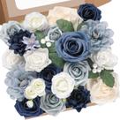 Ramo de Flores Artificiales Serwalin Azul Polvoriento en Seda y Espuma
