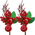 Ramos Galho Maça Vermelha Decoração De Natal 35cm Kit 10pçs