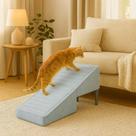 Rampa Escada Pet Movel Puff Cachorro Gato Boucle Azul