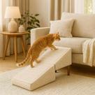 Rampa Escada Pet Movel Puff Cachorro Gato Boucle Bege
