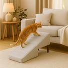 Rampa Escada Pet Movel Puff Cachorro Gato Boucle Cinza
