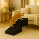 Rampa Escada Pet Movel Puff Cachorro Gato Boucle Preto