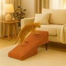 Rampa Escada Pet Movel Puff Cachorro Gato Boucle Terracota