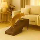 Rampa Escada Pet Movel Puff Cachorro Gato material sintético Marrom Rustico