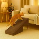 Rampa Escada Pet Movel Puff Cachorro Gato Suede Cappuccino