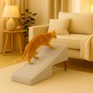 Rampa Escada Pet Movel Puff Cachorro Gato Suede Cinza
