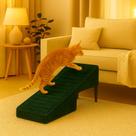 Rampa Escada Pet Movel Puff Cachorro Gato Suede Verde