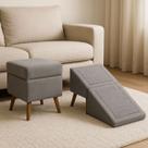 Rampa Escada Vira Puff Móvel Suede Para Pets Cachorro Gato GG Cor:Terracota