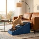 Rampa Escada Vira Puff Móvel Suede Para Pets Cachorro Gato P03 Cor:Rosa