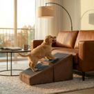 Rampa Escada Vira Puff Móvel Suede Para Pets Cachorro Gato P03 Cor:Rosa