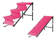 Rampa Pet Pink Escadinha Cachorro Para Cama Sofá Removível