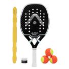 Raquete Beach Tennis Ultrapro 12K Preta Prata Alma Genius + KIT UPGRADE