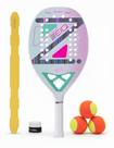 Raquete de Beach Tennis Advanced Julia Nogueira White Zeiq 3K + KIT UPGRADE