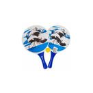 Raquete Frescobol Tênis Madeira Kit 2 e Com Bolinha Convoy Sport