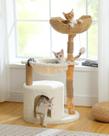 Rascador Moderno MUTTROS para Gatos Grandes con Condo Acogedor Blanco