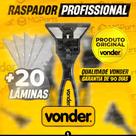 Raspador Plano Vonder Profissional + 20 Lâminas para Vidro de Box Adesivo Banheiro Tintas Azulejo