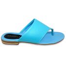 Rasteira Feminina Azul Tira Larga com Detalhe Dourado