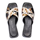 Rasteira Feminina Bottero Couro Animal Print Preto/bege
