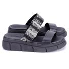 Rasteira Moleca Flatform Strass Feminino - Preto