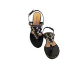 Rasteira preta croco vernice Rasteira preta croco vernice