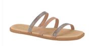 Rasteirinha Feminina Nude Moleca com duas fitas de strass