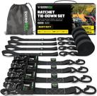 Ratchet Straps Rhino USA Heavy Duty 1,6 cm x 2,4 m 2367 kg, pacote com 4