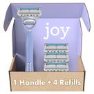 Razors JOY para mulheres, 1 alça e recargas de 4 lâminas, lavanda
