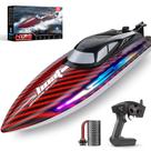 RC Boat jogpun 30KMH com 7 modos de luz, controle remoto à prova d'água RC Boat jogpun 30KMH com 7 modos de luz, controle remoto à prova d'água