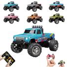 RC Monster Truck Mini escala 1:64 com luzes e controle remoto de 2,4 GHz