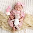 Reborn Baby Doll Jirachi Lifelike Girl de 18 polegadas com kit de alimentação Reborn Baby Doll Jirachi Lifelike Girl de 18 polegadas com kit de alimentação