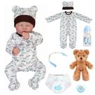 Reborn de Silicone Realista Brastoy Original Boneca Pode Dar Banho Kit Conjunto de Roupa Chupeta Mamadeira e Pelúcia