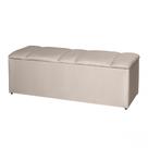 Recamier Banco Baú Estofado 160 cm Tania Linho Bege Escuro IDF Decor