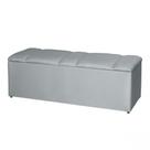 Recamier Banco Baú Estofado 195 cm Tania Linho Cinza IDF Decor