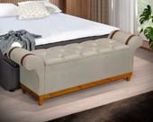 Recamier Baú Atenas 150 cm Sapateira Quarto Puff Closet Nicho Organizador Cama Decoração Elegante Brinquedo Calçadeira Roupas Enxoval