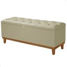 Recamier Baú Dubai material sintético Bege Casal 1,30m Estofado Base Madeira