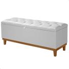 Recamier Baú Dubai material sintético Branco Casal 1,30m Estofado Base Madeira