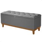 Recamier Baú Dubai material sintético Cinza Casal 1,30m Estofado Base Madeira